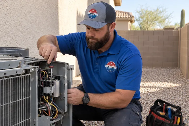 Tomer Klein doing a spring AC tune-up in Goodyear, AZ