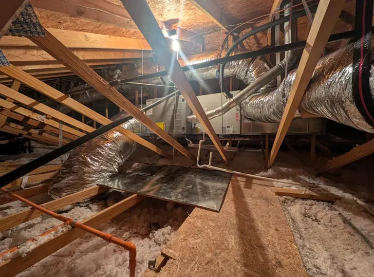 New air handler and insulated ductwork in an attic in Phoenix, AZ