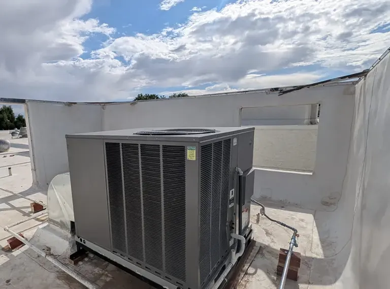 Rooftop package unit installed on a flat roof in Scottsdale, AZ