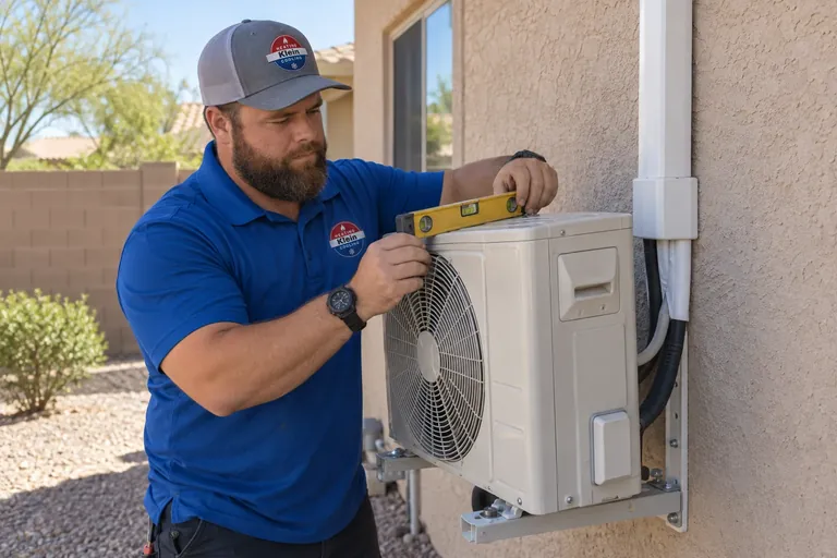 Tomer Klein installing a ductless mini-split outdoor unit in Peoria, AZ