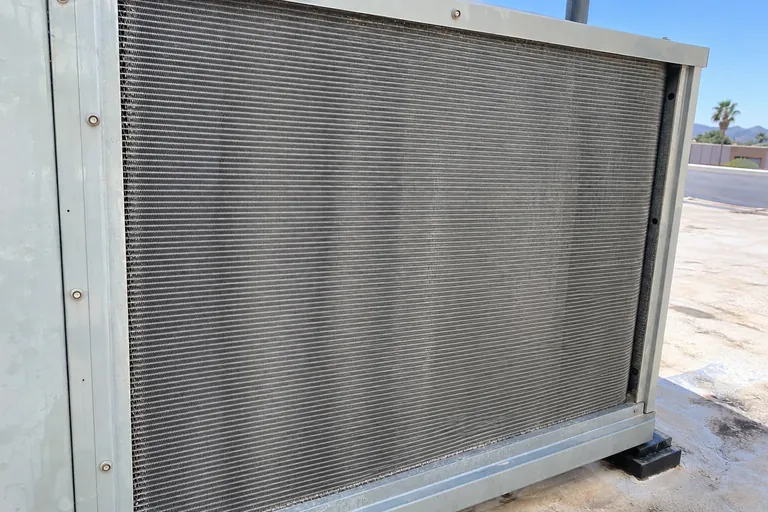 Rooftop condenser coil after cleaning in Peoria, AZ