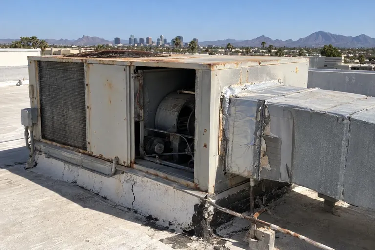 Old rooftop unit before replacement in Phoenix, AZ